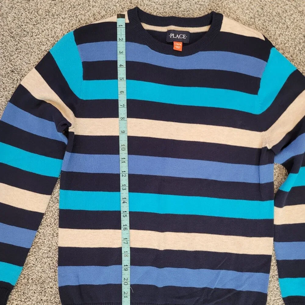 Children's Place Boys Blue Stripe Sweater Large 10-12